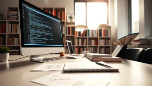 Engaging workspace highlighting development tools at https://heleensnyasyatelje.se with natural light and vibrant colors.