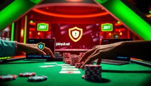 Rasakan pengalaman bermain online tepercaya bersama joinyuk.net melalui pengaturan poker yang menarik dengan warna-warni cerah dan elemen keamanan.