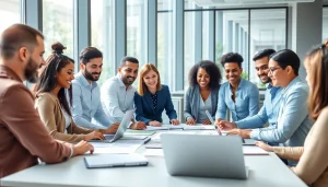 Collaborative corporate professionals showcasing services at https://fidelitycorporate.com in a modern setting.