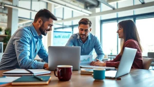 glownexis.com의 협업과 혁신을 보여주는 역동적인 팀 작업 공간 이미지