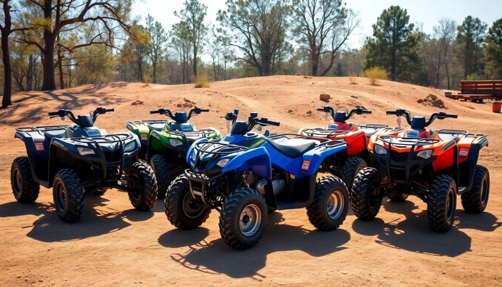 Browse a variety of used ATVs near me showcased in an outdoor setting for potential buyers.