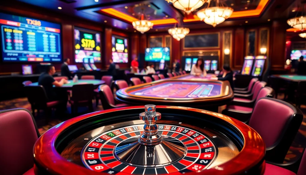 Players enjoying the thrilling TX88 casino experience at a vibrant gaming table.