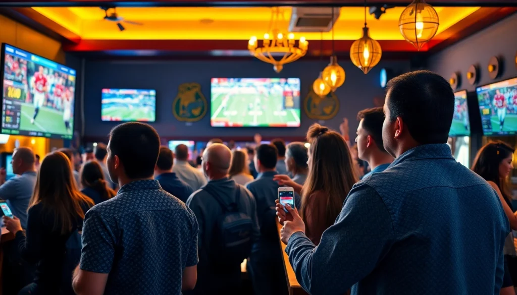 Engaged fans in California participating in sports betting, highlighting the excitement of sports events.