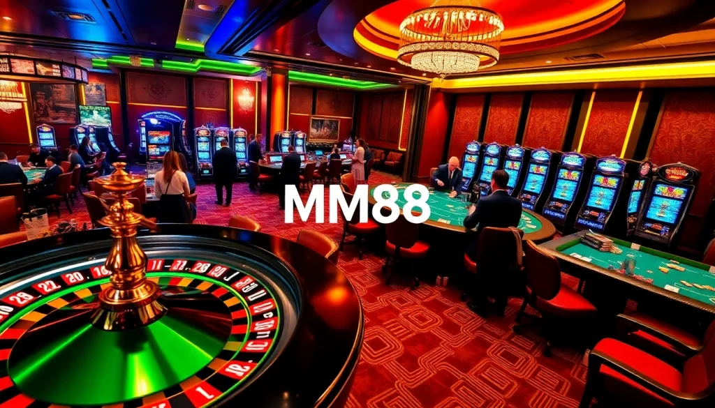 Experience thrilling gaming action at MM88 casino with luxurious tables and high-stakes excitement.