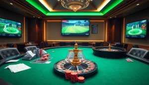 Crickex betting experience with poker chips and cricket-themed gambling elements.