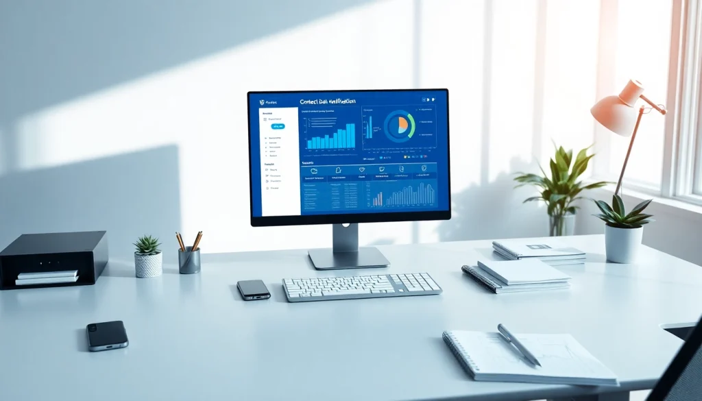 Contact data verification tools showcased in a modern office setup, emphasizing reliability and professionalism.