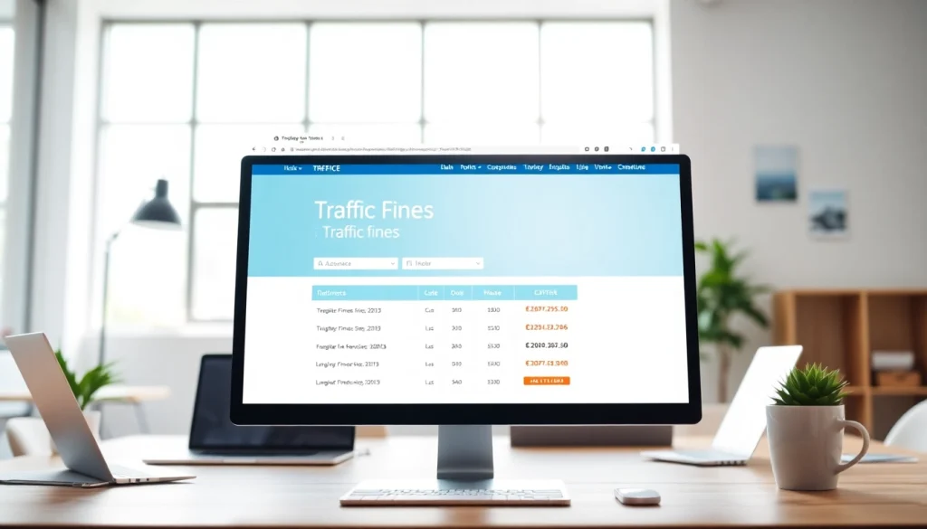 Check traffic fines easily with https://finecheck.cy interface visually represented on a computer.