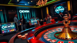 Experience the excitement of online gambling with OKWIN đăng nhập, featuring a vibrant casino interface and dynamic gaming elements.