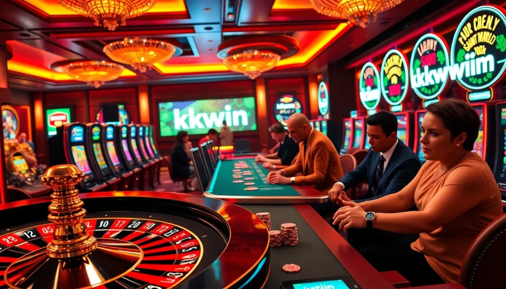 KKWIN players enjoying a thrilling casino atmosphere at the roulette table.
