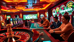 KKWIN players enjoying a thrilling casino atmosphere at the roulette table.