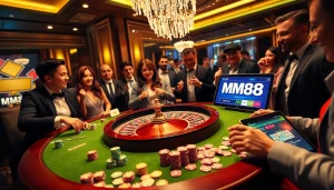Experience thrilling casino action at MM88 with roulette, poker chips, and immersive gameplay.
