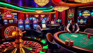 Experience the excitement of 98win with vibrant slot machines and glamorous casino tables.