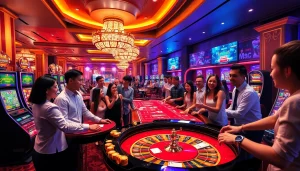 Bettors enjoying thrilling games at the vibrant casino floor inspired by https://babu88.global/