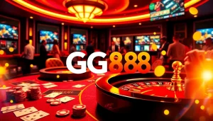 GG88 casino scene with vibrant colors and players engaged in betting excitement.