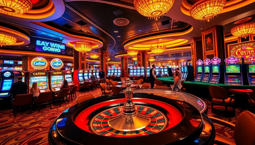 Experience the excitement at a C168-themed casino with vibrant tables and players engaged in games.