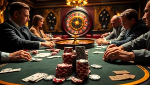Engage in exciting casino gameplay at https://f8bet.science/ with vibrant poker chips and cards.