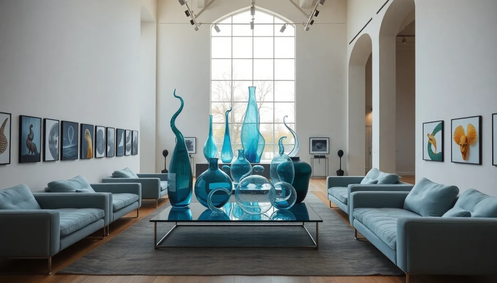 Admiring unique glass art at kostaboda-artgallery.fr avec un éclairage naturel apaisant.