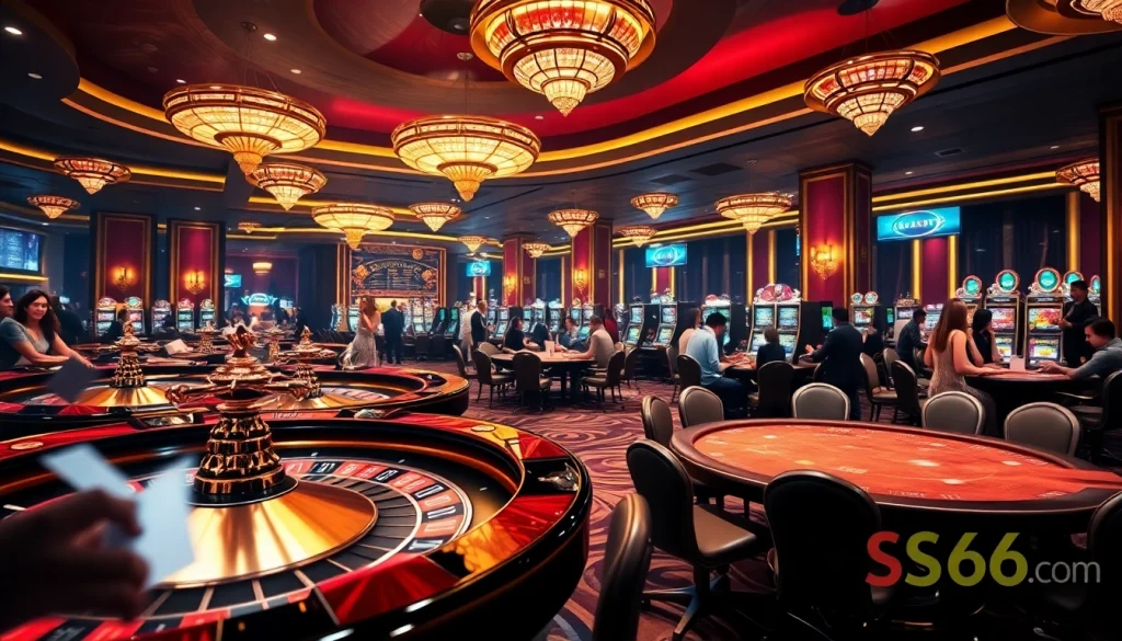 S666 com players engaging in exciting casino games with vibrant tables and chips.