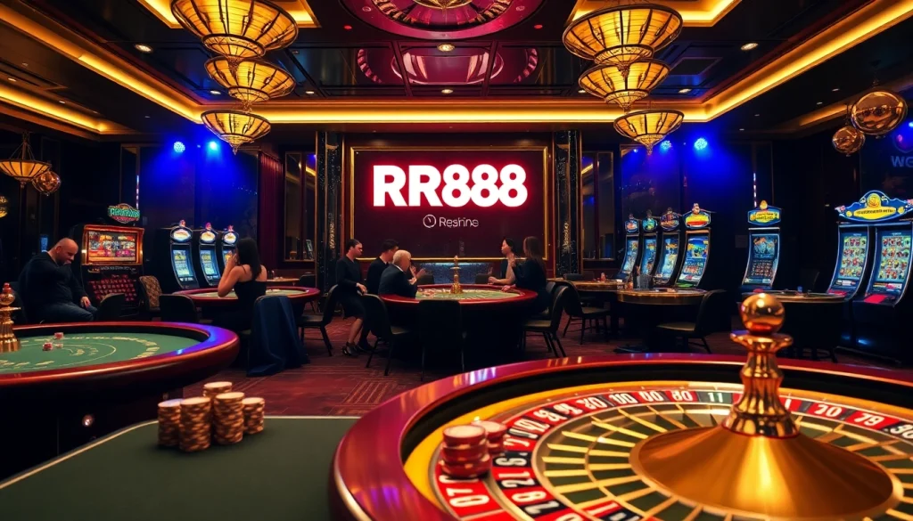 Enthusiastic players enjoying a thrilling game atmosphere at RR88 casino.
