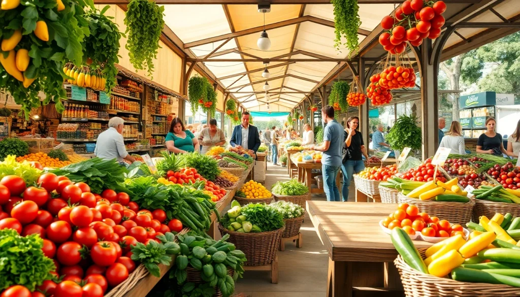 Petani toto menjual sayuran segar di pasar yang ramai.