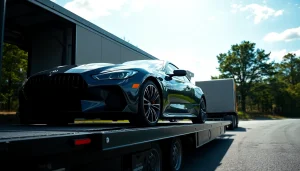 Transporting luxury vehicles safely with https://luxuryautocarriers.com across scenic landscapes.