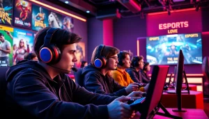 Engage with top gaming action at https://www.gamelevate.com featuring professional esports players in an electric gaming lounge.