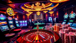 Exciting casino experience at https://789fcom.asia/ featuring roulette, slots, and vibrant poker chips.