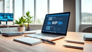 Dynamic modern office showcasing WPS办公软件 for efficient workflows.