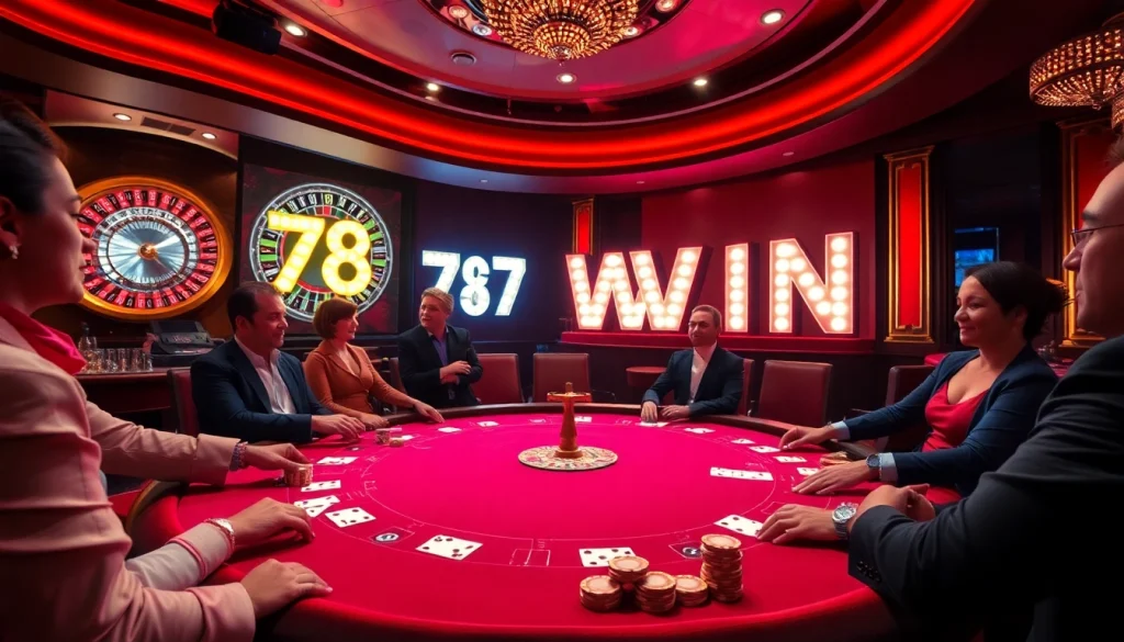 Experience the thrill of winning at 78 WIN casino with vibrant poker action and exhilarating atmosphere.
