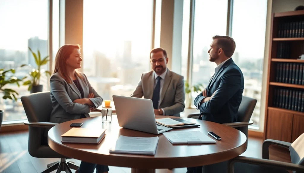 Consultation session at https://www.pwdlawfirm.com, featuring attentive attorneys in a professional environment.