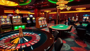 K88win offers a thrilling casino experience with glamorous roulette and poker tables filled with exciting action.