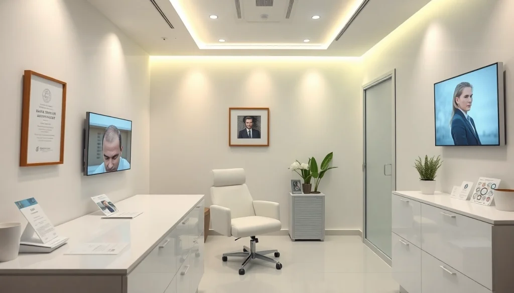 カミノクリニック口コミ - 毛髪移植クリニックの現代的な診察室で、温かく専門的な雰囲気。