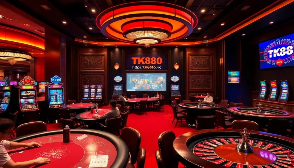 Experience the excitement of online gaming at https://tk88t.org/ with vibrant casino tables and players in action.