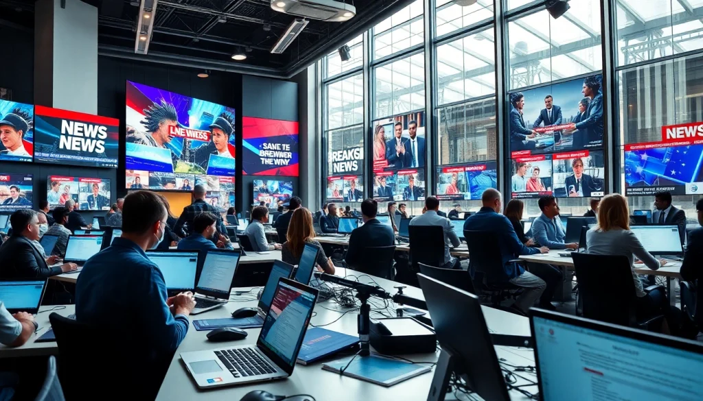 Conveying the essence of reporting at https://news-parade.com.ua with dynamic journalists engaged in news coverage.