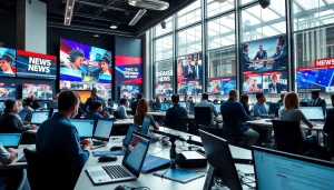 Conveying the essence of reporting at https://news-parade.com.ua with dynamic journalists engaged in news coverage.