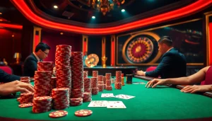 Engage in thrilling moments of online gambling with 888b login at a luxurious casino poker table.