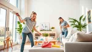 Experience top-notch Cleaning service with professional team in a sparkling clean living room.