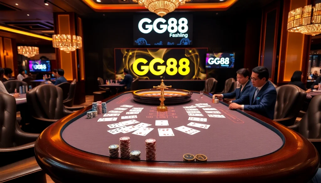 Engage with GG88 at a luxurious casino gaming table filled with excitement and high-end betting.