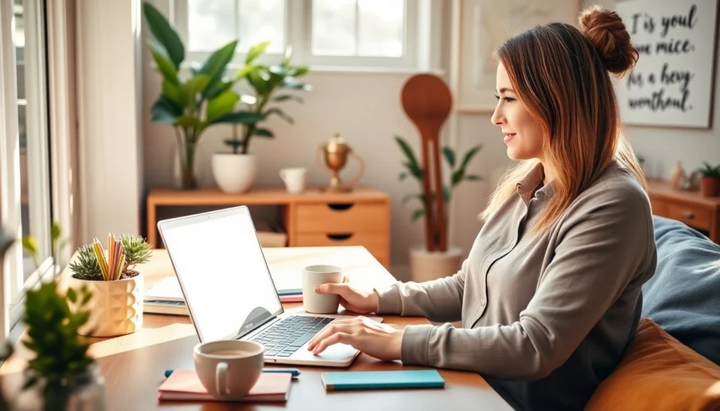 Explore https://giveaways4mom.com in an inspiring home office setup for busy moms.