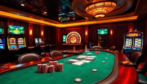 Experience 'trực tiếp bóng đá' thrill at a luxurious casino featuring poker and betting highlights.