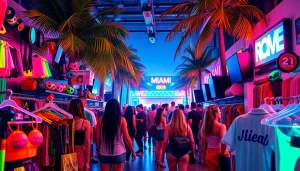 Shop at the rave store miami showcasing vibrant outfits and accessories while enjoying the vibrant atmosphere.