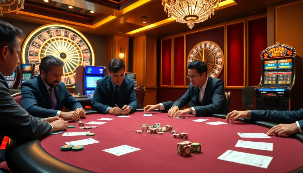 Intense poker action at a luxurious table, highlighting the excitement of 79king2.sa.com gaming experience.
