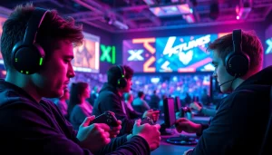 Walettoto showcasing players in an intense gaming competition with vibrant gaming lights.