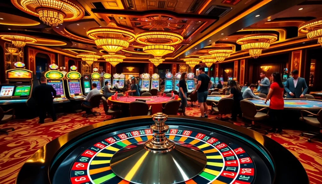 Experience the excitement of gambling at https://mm88.sh/ with vibrant casino visuals featuring roulette tables and poker chips.