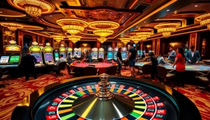 Experience the excitement of gambling at https://mm88.sh/ with vibrant casino visuals featuring roulette tables and poker chips.