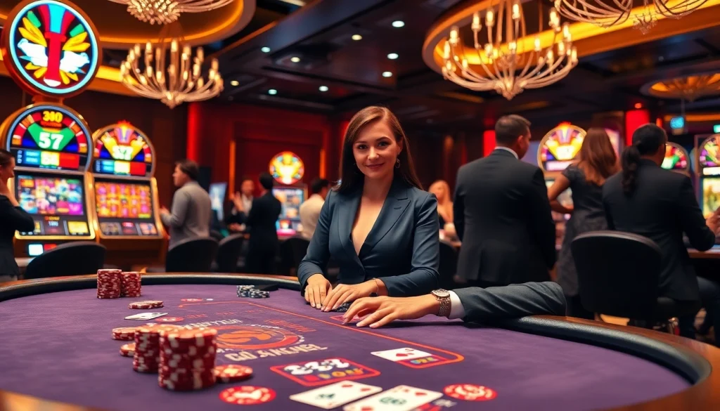SV388 players enjoying an upscale gambling experience at a vibrant casino table.