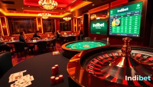 Indibet casino scene showcasing vibrant sports betting and casino games.