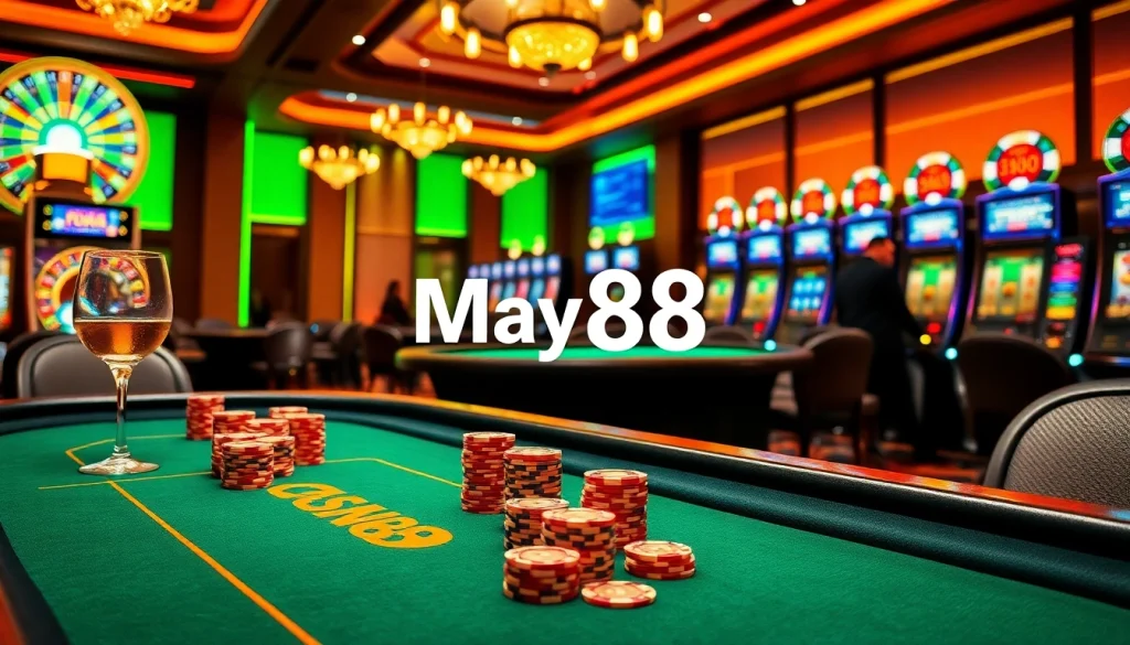 Champion players betting at May88’s exciting roulette table in a luxurious casino.