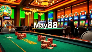 Champion players betting at May88’s exciting roulette table in a luxurious casino.