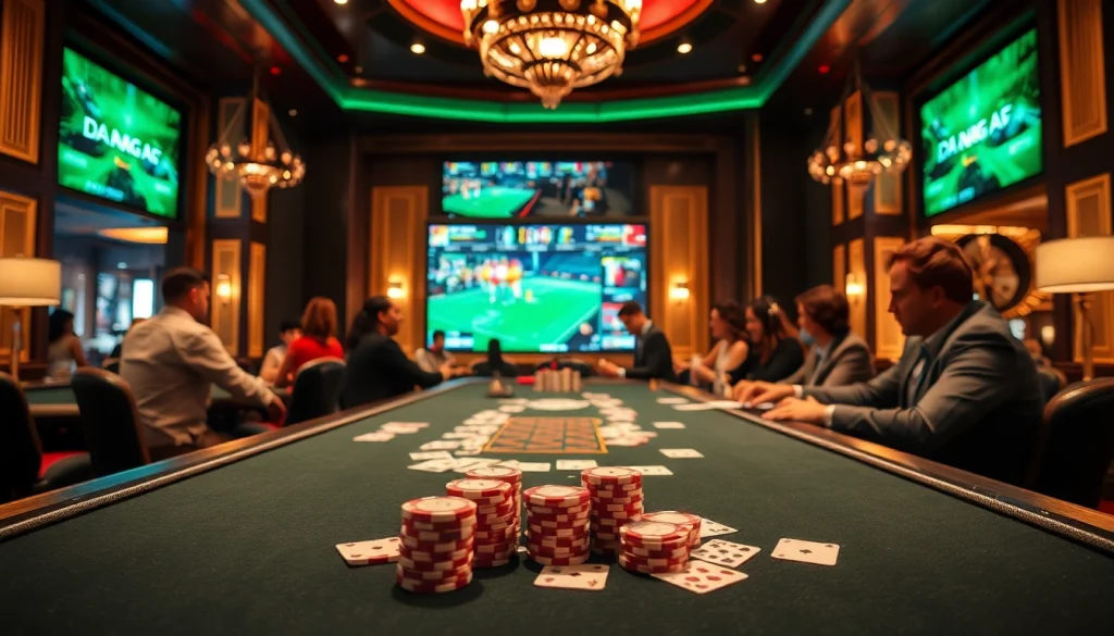 DAGA live betting excitement with colorful chips and cards on a casino table